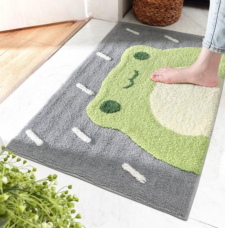 Kawaii Green Smiling Frog Bathroom Mat - Kawaiies - Adorable - Cute - Plushies - Plush - Kawaii