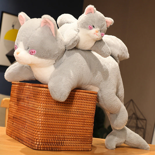 Kawaii Grey Half Cat Half Shark Combo Plushie - Kawaiies - Adorable - Cute - Plushies - Plush - Kawaii