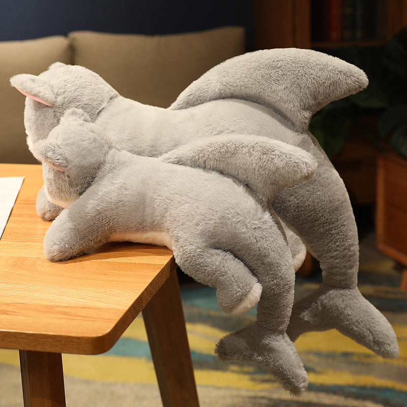 Kawaii Grey Half Cat Half Shark Combo Plushie - Kawaiies - Adorable - Cute - Plushies - Plush - Kawaii