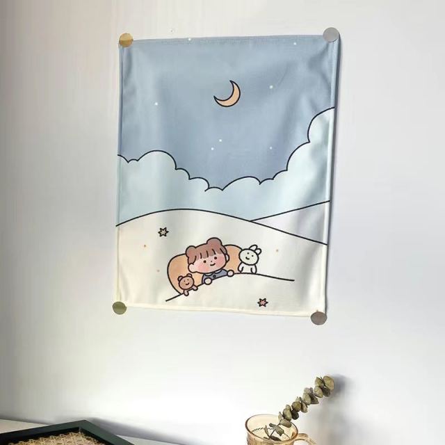 Kawaii Illustration 35 by 45cm Tapestry Cloth Fabric Wall Decor - Kawaiies - Adorable - Cute - Plushies - Plush - Kawaii