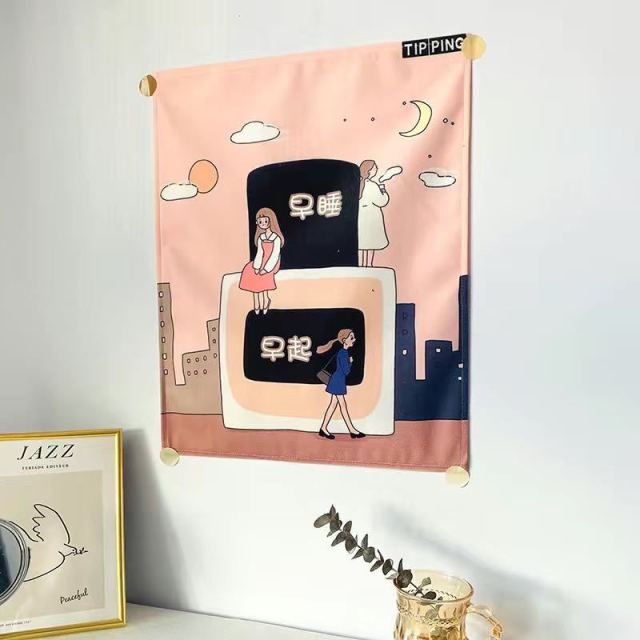 Kawaii Illustration 35 by 45cm Tapestry Cloth Fabric Wall Decor - Kawaiies - Adorable - Cute - Plushies - Plush - Kawaii