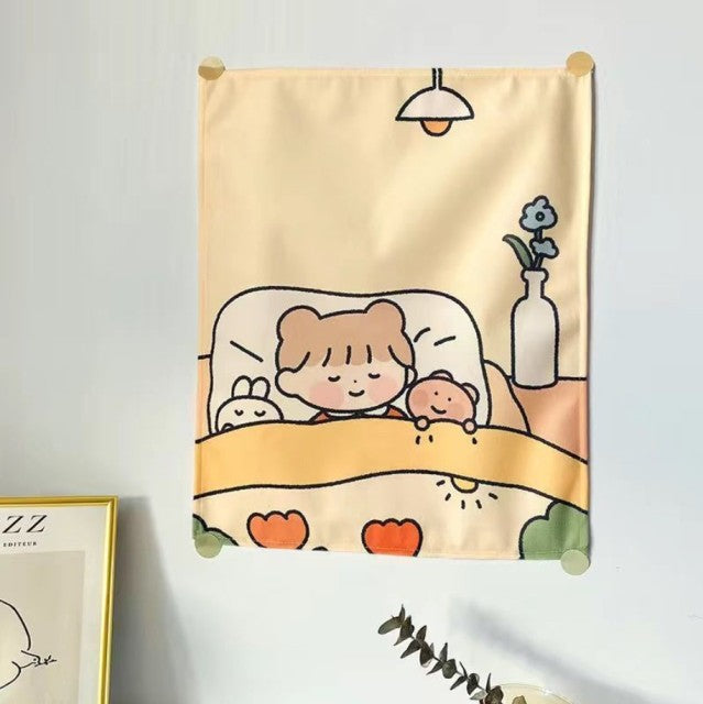 Kawaii Illustration 35 by 45cm Tapestry Cloth Fabric Wall Decor - Kawaiies - Adorable - Cute - Plushies - Plush - Kawaii