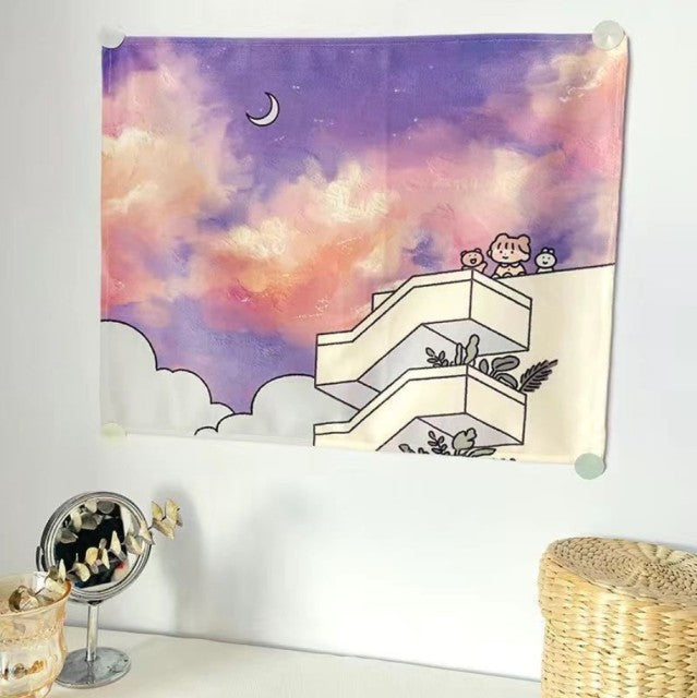 Kawaii Illustration 35 by 45cm Tapestry Cloth Fabric Wall Decor - Kawaiies - Adorable - Cute - Plushies - Plush - Kawaii