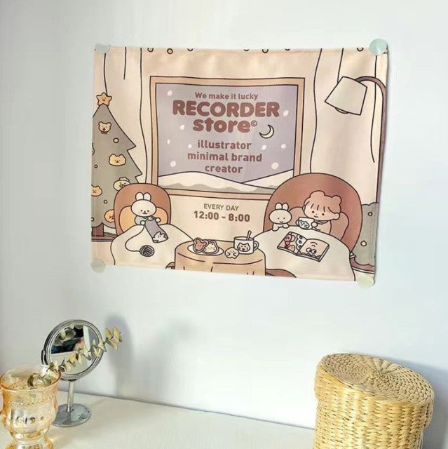 Kawaii Illustration 35 by 45cm Tapestry Cloth Fabric Wall Decor - Kawaiies - Adorable - Cute - Plushies - Plush - Kawaii