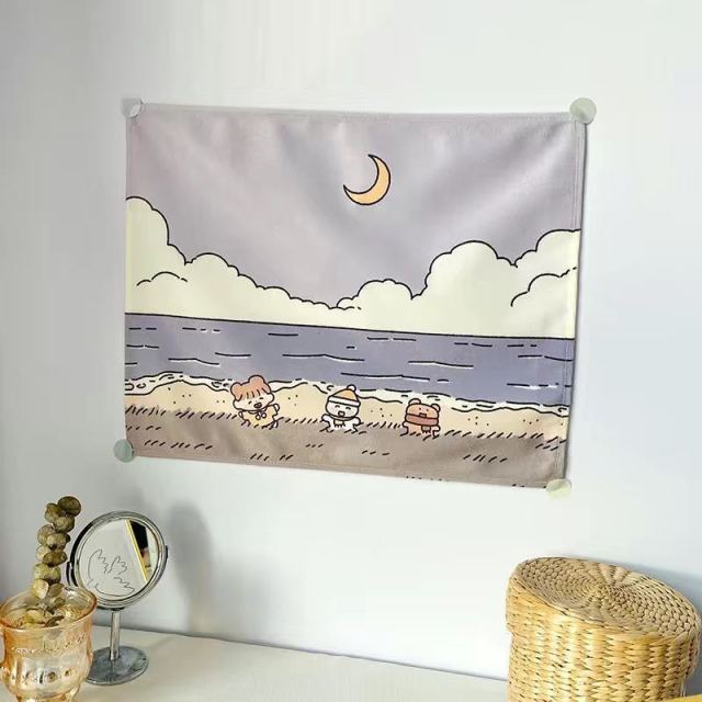 Kawaii Illustration 35 by 45cm Tapestry Cloth Fabric Wall Decor - Kawaiies - Adorable - Cute - Plushies - Plush - Kawaii