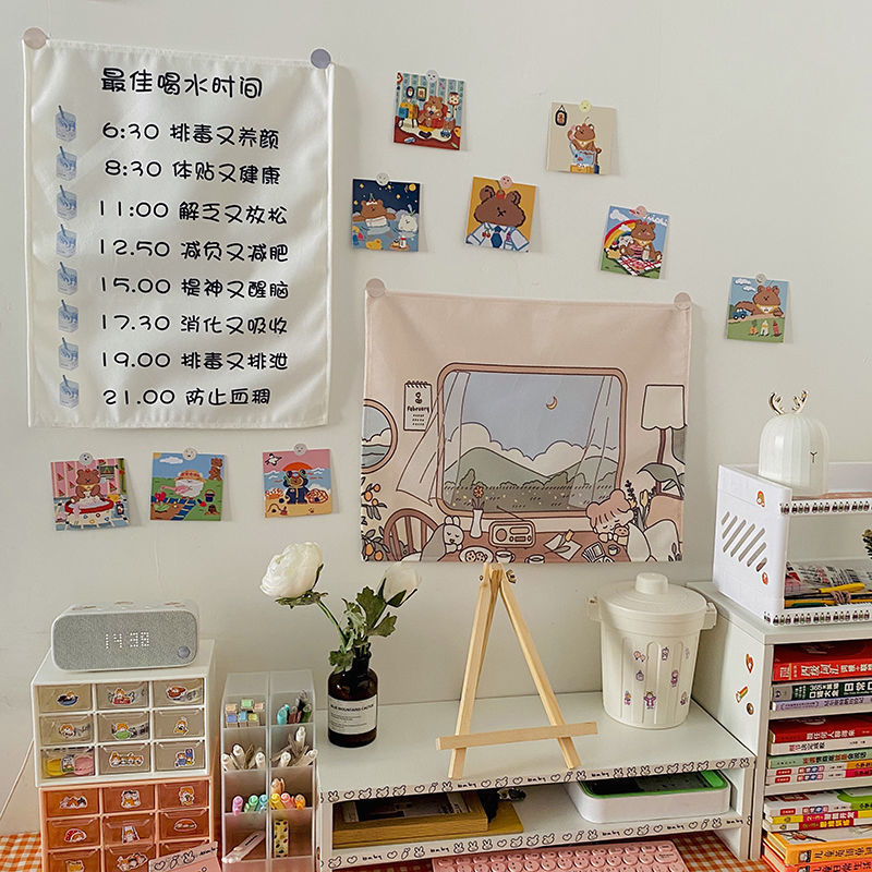 Kawaii Illustration 35 by 45cm Tapestry Cloth Fabric Wall Decor - Kawaiies - Adorable - Cute - Plushies - Plush - Kawaii