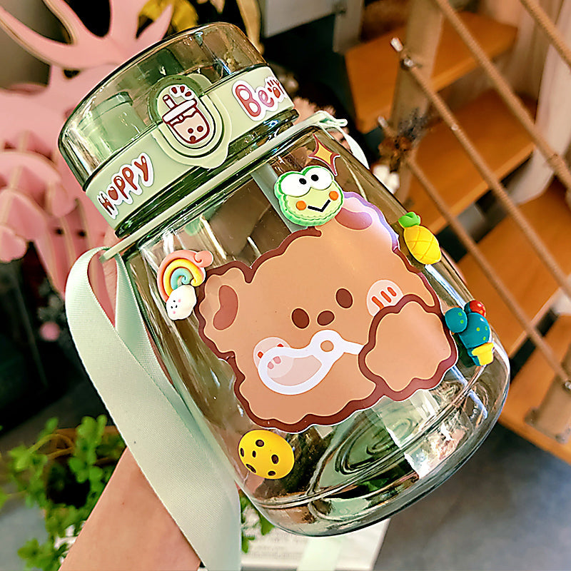 Pink Bunny & Bear Square Water Bottle CartonBox