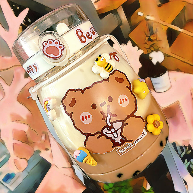 Kawaii Jumbo Bear & Bunny Bottle Flask with Strap - Kawaiies - Adorable - Cute - Plushies - Plush - Kawaii