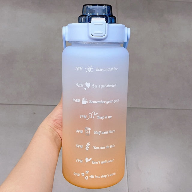 Kawaii Jumbo Plastic 2000ml Water Bottle With Time Marker & Straw - Kawaiies - Adorable - Cute - Plushies - Plush - Kawaii