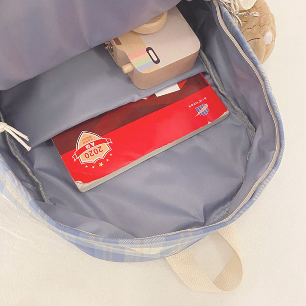 Kawaii Large Checked Multi-Pocket Backpack - Kawaiies - Adorable - Cute - Plushies - Plush - Kawaii