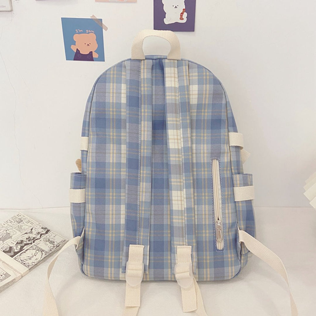 Kawaii Large Checked Multi-Pocket Backpack - Kawaiies - Adorable - Cute - Plushies - Plush - Kawaii