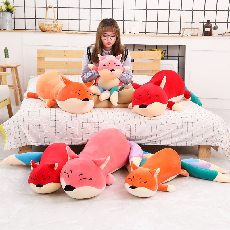 Kawaii Long Three Tail Fox Red Pink Orange Plushies - Kawaiies - Adorable - Cute - Plushies - Plush - Kawaii