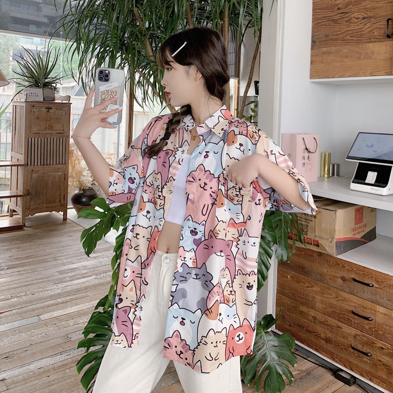 Kawaii Millions of Cats Print Short Sleeve Shirt - Kawaiies - Adorable - Cute - Plushies - Plush - Kawaii