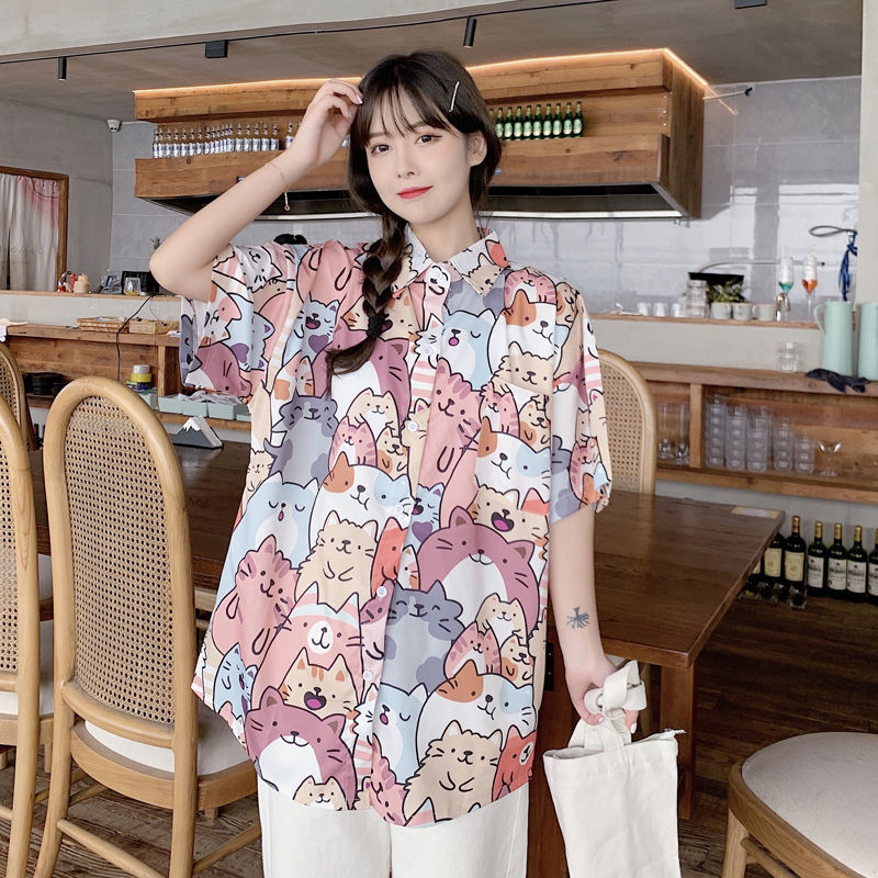 Kawaii Millions of Cats Print Short Sleeve Shirt - Kawaiies - Adorable - Cute - Plushies - Plush - Kawaii