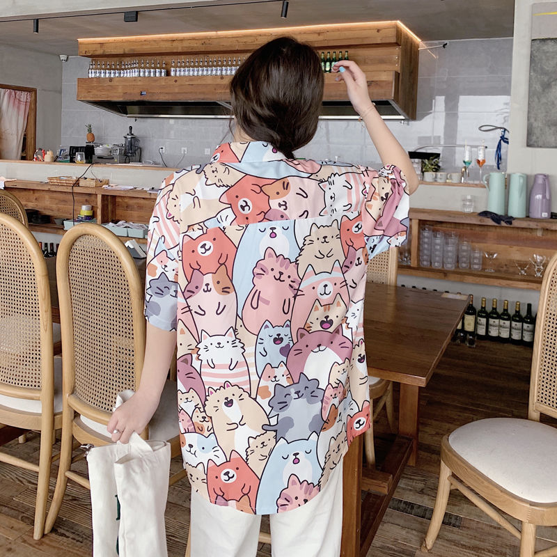 Kawaii Millions of Cats Print Short Sleeve Shirt - Kawaiies - Adorable - Cute - Plushies - Plush - Kawaii