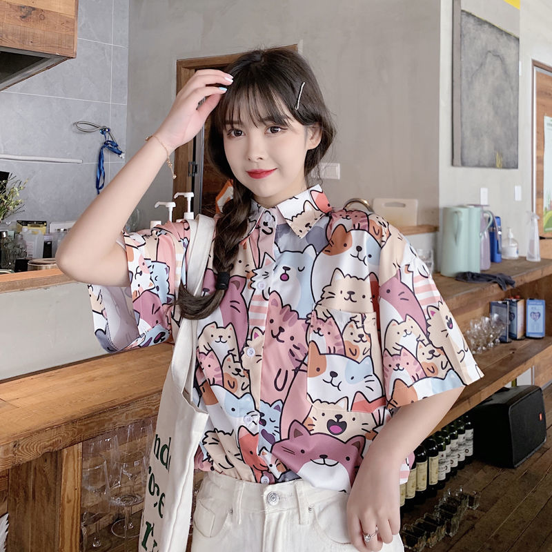 Kawaii Millions of Cats Print Short Sleeve Shirt - Kawaiies - Adorable - Cute - Plushies - Plush - Kawaii