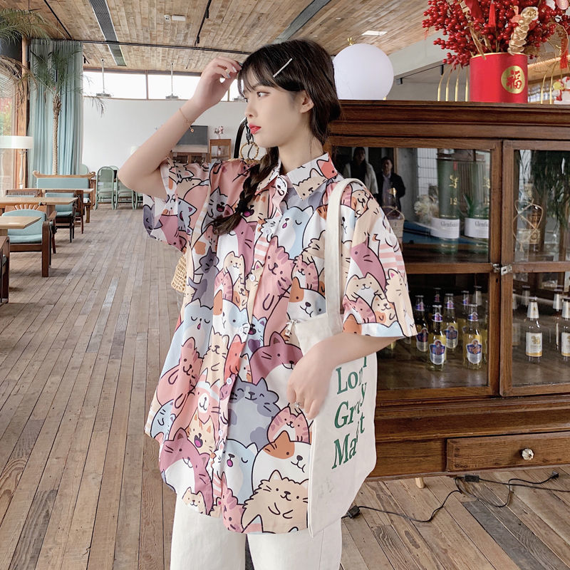 Kawaii Millions of Cats Print Short Sleeve Shirt - Kawaiies - Adorable - Cute - Plushies - Plush - Kawaii