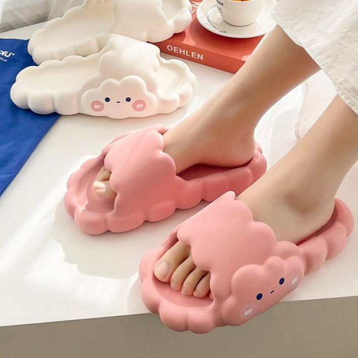 Kawaii Pastel Cloud Thick Sole Open-Toe Slippers - Kawaiies - Adorable - Cute - Plushies - Plush - Kawaii