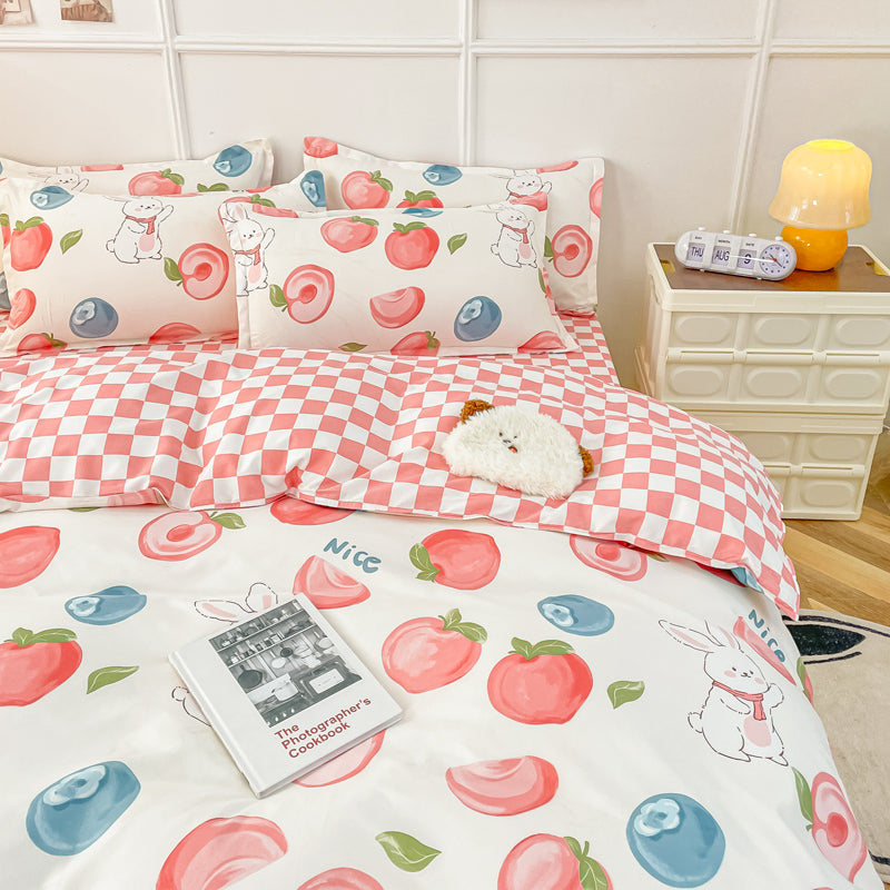 Kawaii Pastel Peach Bunny Bedding Set - Kawaiies - Adorable - Cute - Plushies - Plush - Kawaii