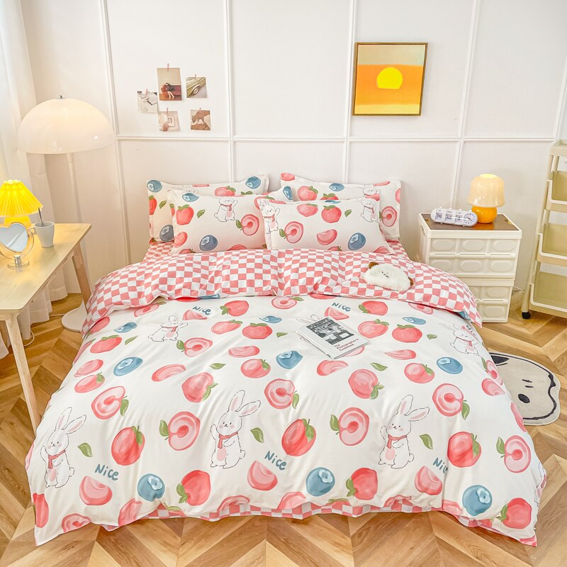 Kawaii Pastel Peach Bunny Bedding Set - Kawaiies - Adorable - Cute - Plushies - Plush - Kawaii