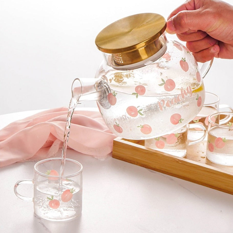 Kawaii Peach Glass Kettle and Cups Set – Kawaiies