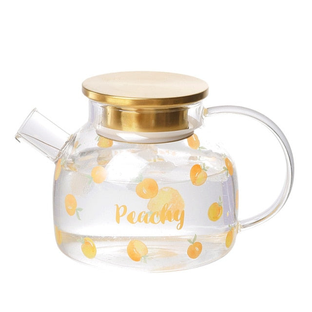 Kawaii Peach Glass Kettle and Cups Set - Kawaiies - Adorable - Cute - Plushies - Plush - Kawaii