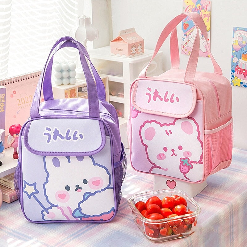 Kawaii Pink Bear Lunch Bag Collection - Kawaiies - Adorable - Cute - Plushies - Plush - Kawaii
