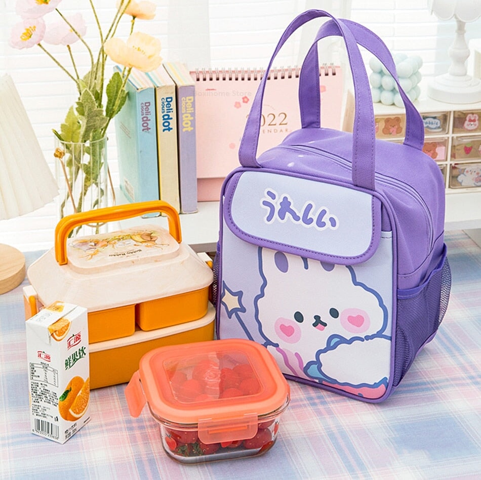 2pcs/set Cute Bear Design Lunch Box With Bag & Utensils, 304