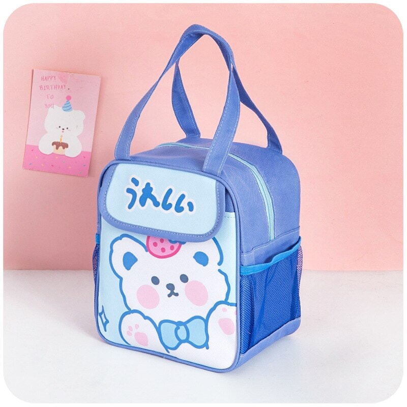 Kawaii Lunch Bag For Girls Lunch Box Insulated Cute Lunch Bags For Women  Insulated Lunch Box For Kids (pink-bear)