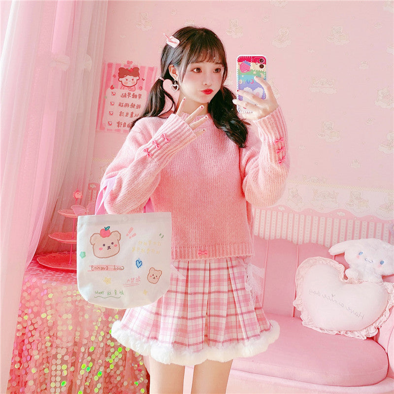 Kawaii Pleated Mini Pink Women Skirt with Lace, Fur, & Shorts - Kawaiies - Adorable - Cute - Plushies - Plush - Kawaii