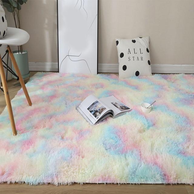 Kawaii Soft Faux Fur Rainbow Rug - Kawaiies - Adorable - Cute - Plushies - Plush - Kawaii