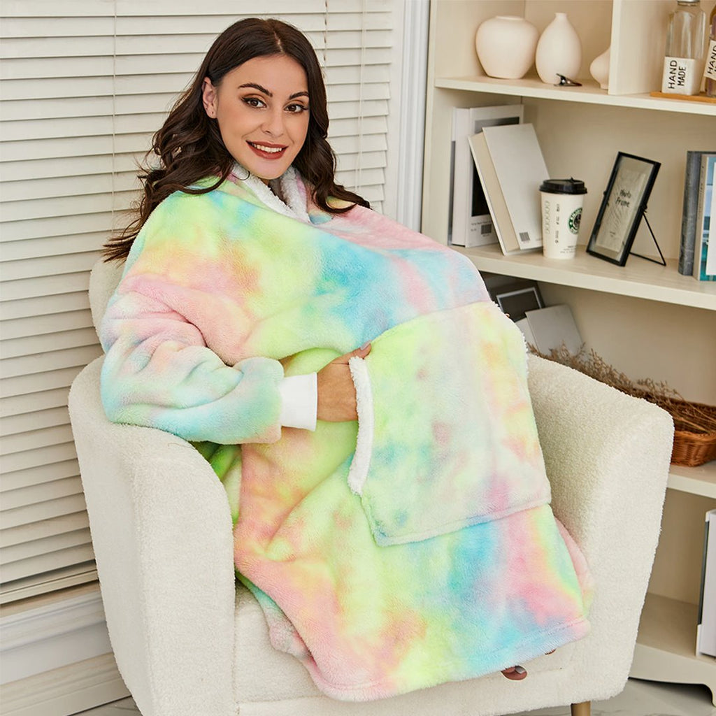 Kawaii Rainbow Oversized Thick Blanket Hoodie - Kawaiies - Adorable - Cute - Plushies - Plush - Kawaii