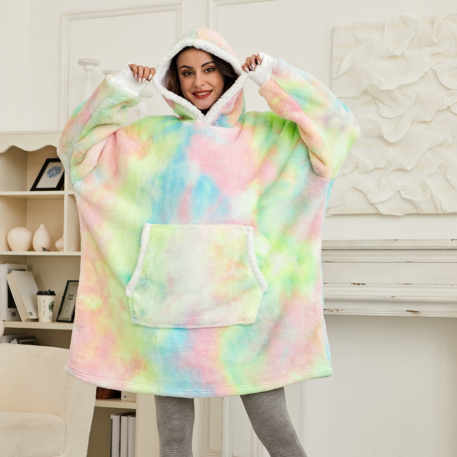 Kawaii Rainbow Oversized Thick Blanket Hoodie – Kawaiies