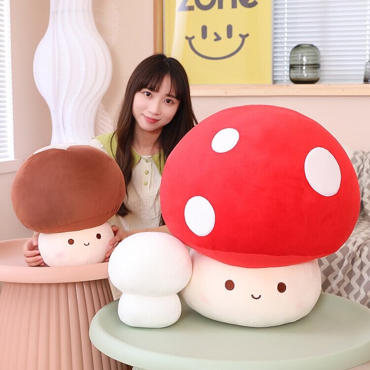 Kawaii Red Brown White Mushroom Plushie Family - Kawaiies - Adorable - Cute - Plushies - Plush - Kawaii
