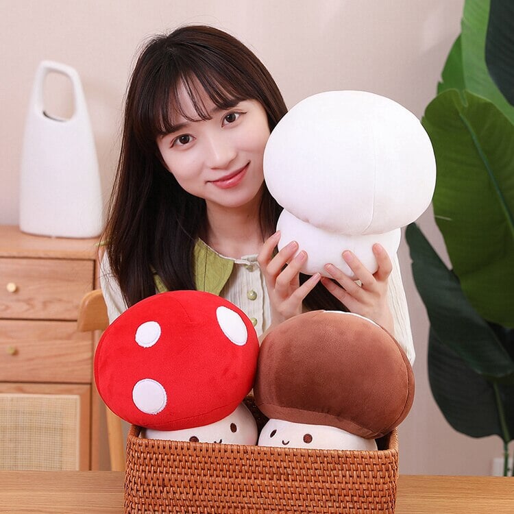 Kawaii Red Brown White Mushroom Plushie Family - Kawaiies - Adorable - Cute - Plushies - Plush - Kawaii