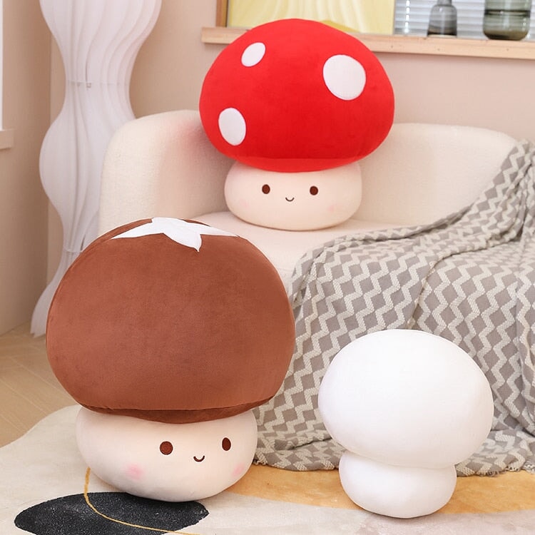 Kawaii Red Brown White Mushroom Plushie Family - Kawaiies - Adorable - Cute - Plushies - Plush - Kawaii