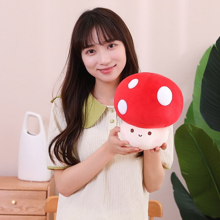 Kawaii Red Brown White Mushroom Plushie Family - Kawaiies - Adorable - Cute - Plushies - Plush - Kawaii