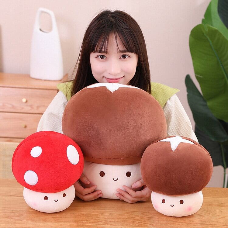 Kawaii Red Brown White Mushroom Plushie Family - Kawaiies - Adorable - Cute - Plushies - Plush - Kawaii