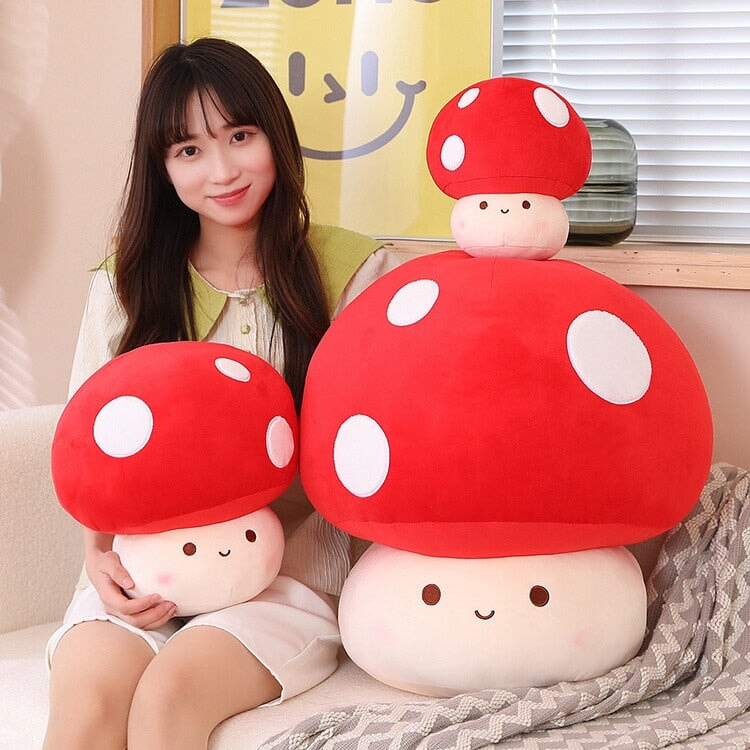 Kawaii Red Brown White Mushroom Plushie Family - Kawaiies - Adorable - Cute - Plushies - Plush - Kawaii