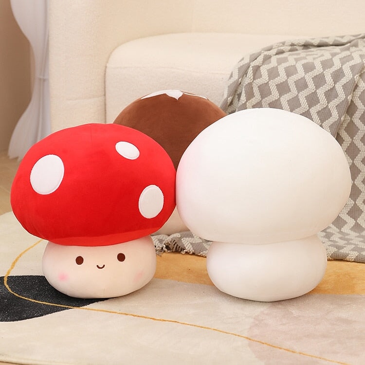 Kawaii Red Brown White Mushroom Plushie Family - Kawaiies - Adorable - Cute - Plushies - Plush - Kawaii