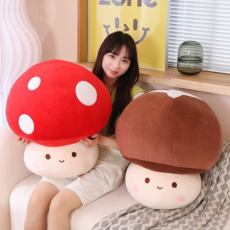 Kawaii Red Brown White Mushroom Plushie Family - Kawaiies - Adorable - Cute - Plushies - Plush - Kawaii