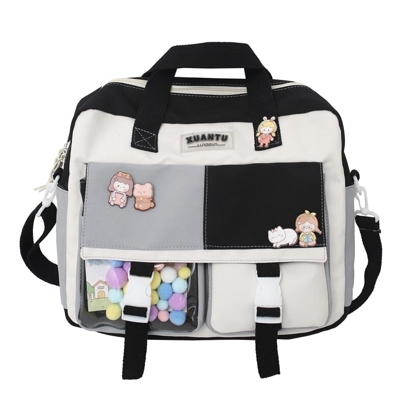 Bxingsftys Kawaii Backpack Cute Tote Crossbody Bag Girl School Crossbody Shoulder Bag with Kawaii Accessories Multi Purpose(Black), Women's, Size: 330