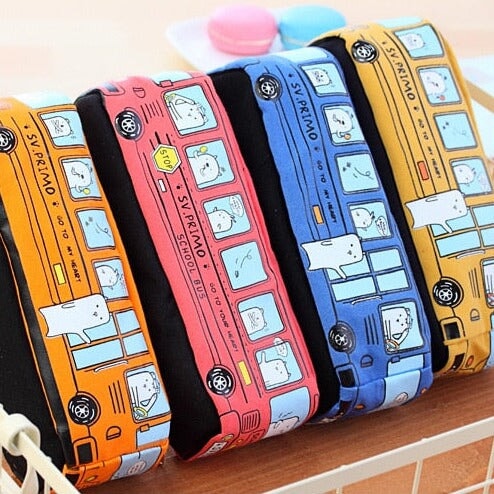 Kawaii School Bus Pencil Case - Kawaiies - Adorable - Cute - Plushies - Plush - Kawaii