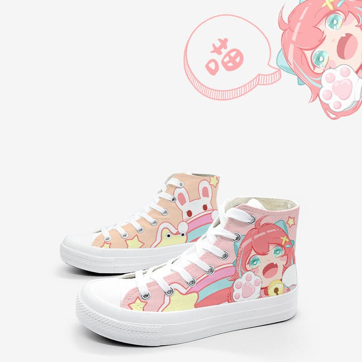 Kawaii School Girl Besties Shooting Star Women's Sneakers Trainers - Kawaiies - Adorable - Cute - Plushies - Plush - Kawaii