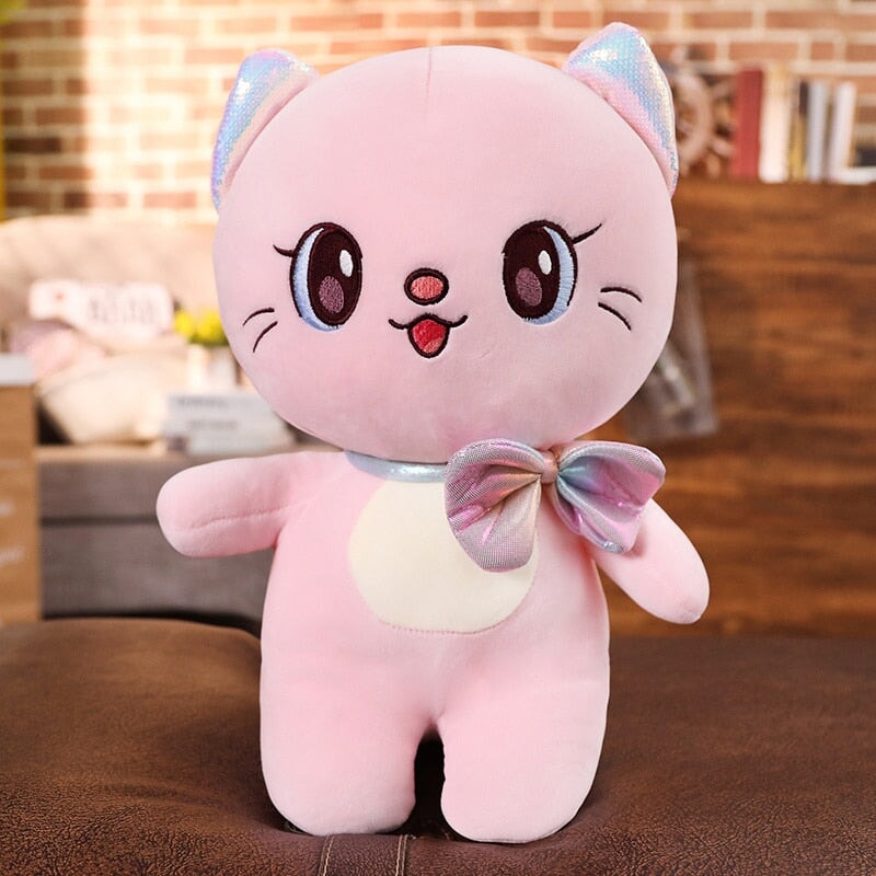 Kawaii Standing Cat with Bow Plushie - Kawaiies - Adorable - Cute - Plushies - Plush - Kawaii