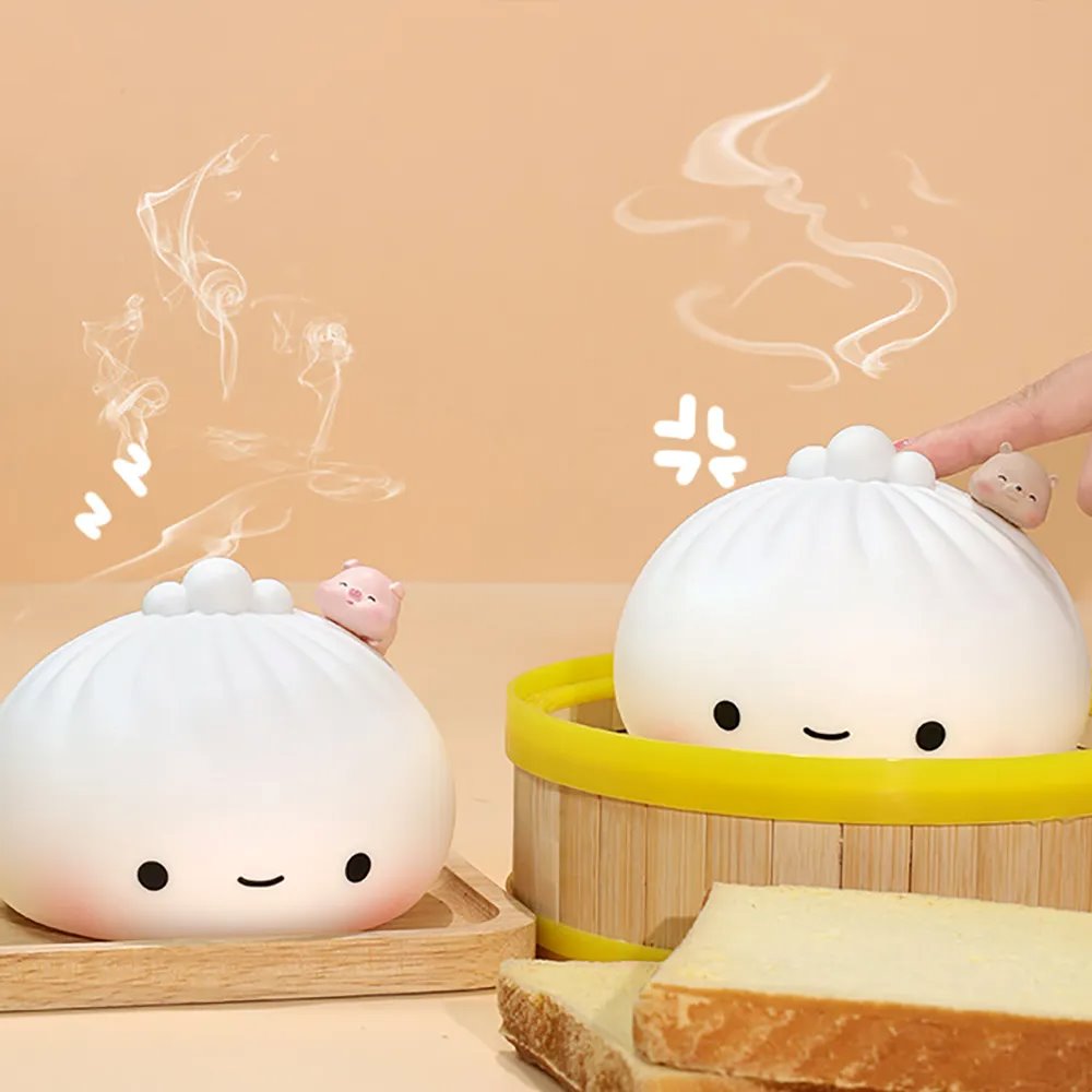 kawaiies-softtoys-plushies-kawaii-plush-Kawaii Steamed Bao Bun Buddy LED Night Light Home Decor 