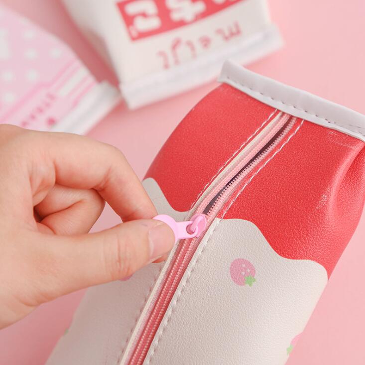 Kawaii Strawberry Bear Pencil Case and Cosmetic Travel Bag Kawaii Accessory  Pouch W T-bottom Cute Pink Pencil Pouch Kawaii Makeup Bag 
