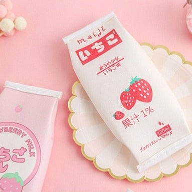 Kawaii Strawberry Milk Bag Pouch Pencil Case - Kawaiies - Adorable - Cute - Plushies - Plush - Kawaii