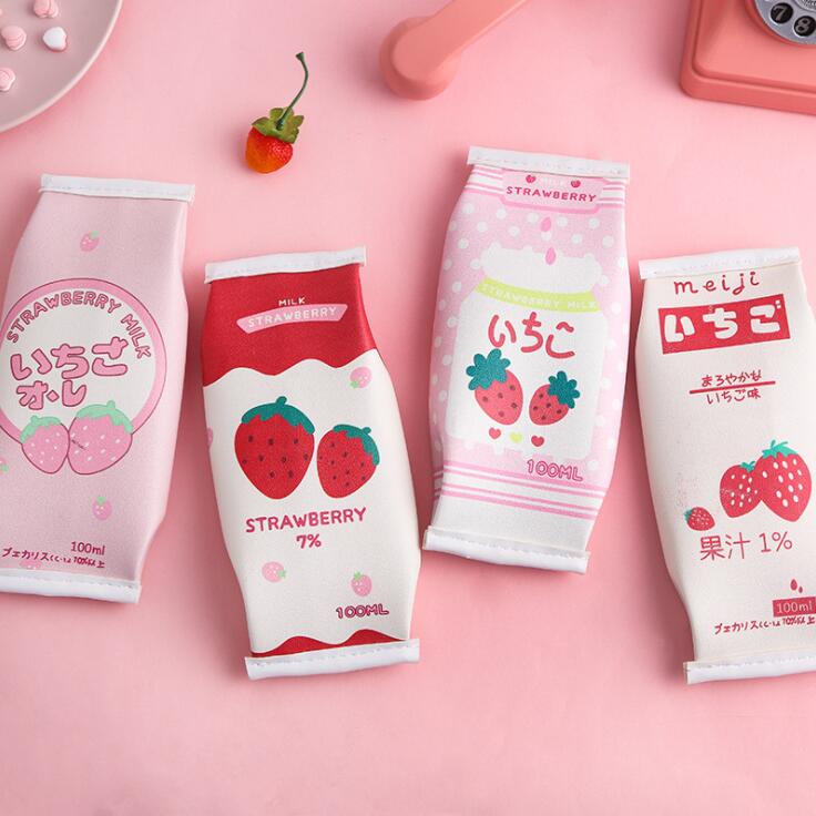 Kawaii Strawberry Milk Bag Pouch Pencil Case – Kawaiies