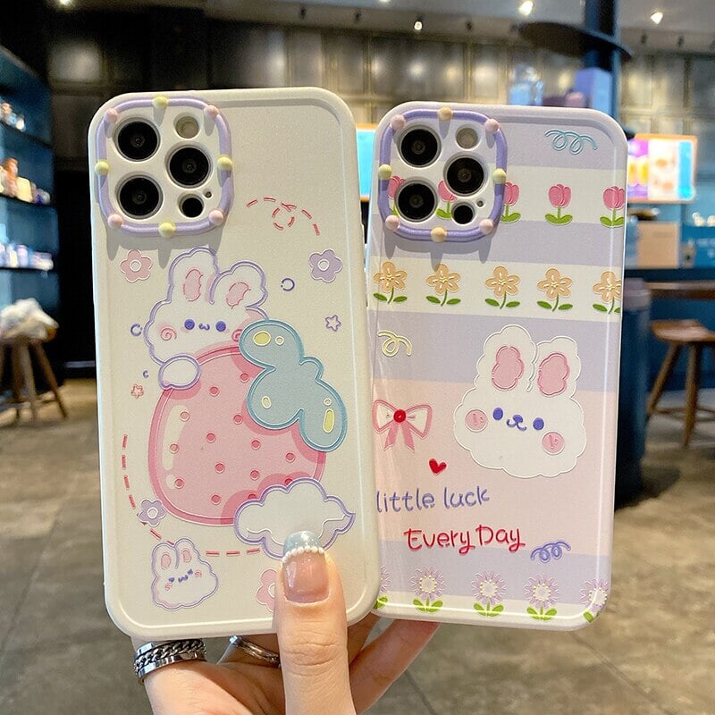 Kawaii Strawberry White Bunny iPhone Case - Kawaiies - Adorable - Cute - Plushies - Plush - Kawaii
